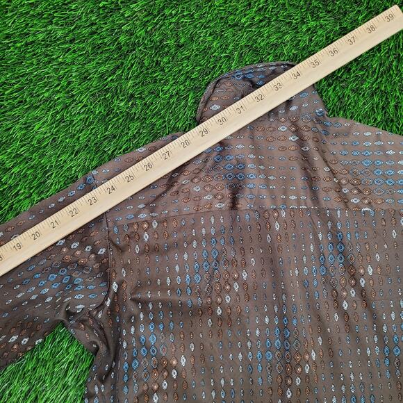 Vintage Van-Heusen Disco MOD Button Shirt Medium 19x28 Brown - Picture 5 of 11